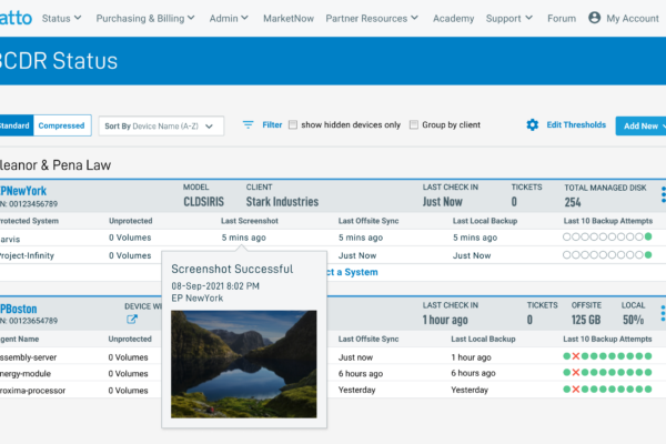 Datto Azure Backup Protection Screenshot